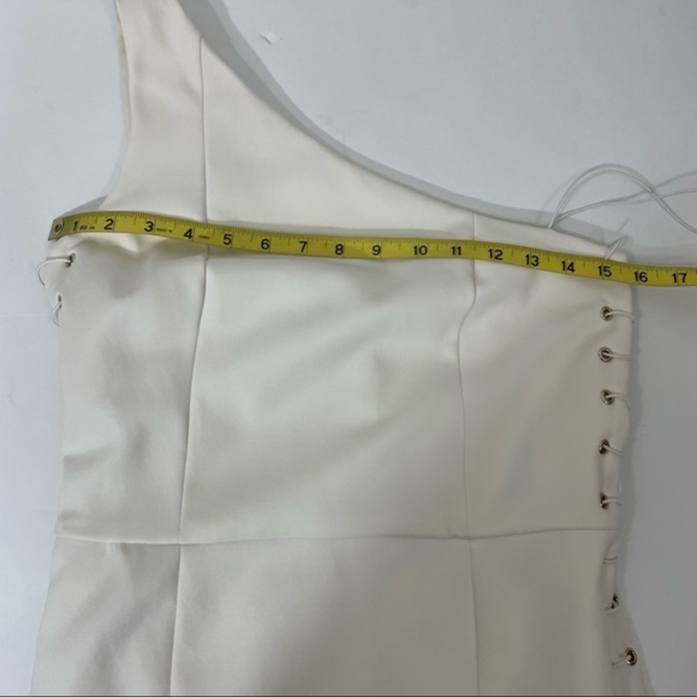 MISHA strech lace up sides midi dress one shoulder white size medium M cut out - Picture 11 of 15